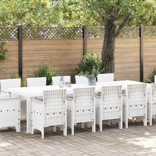 Garden Dining Set 13 pcs White and Light grey
