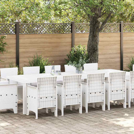 Garden Dining Set 13 pcs White and Light grey