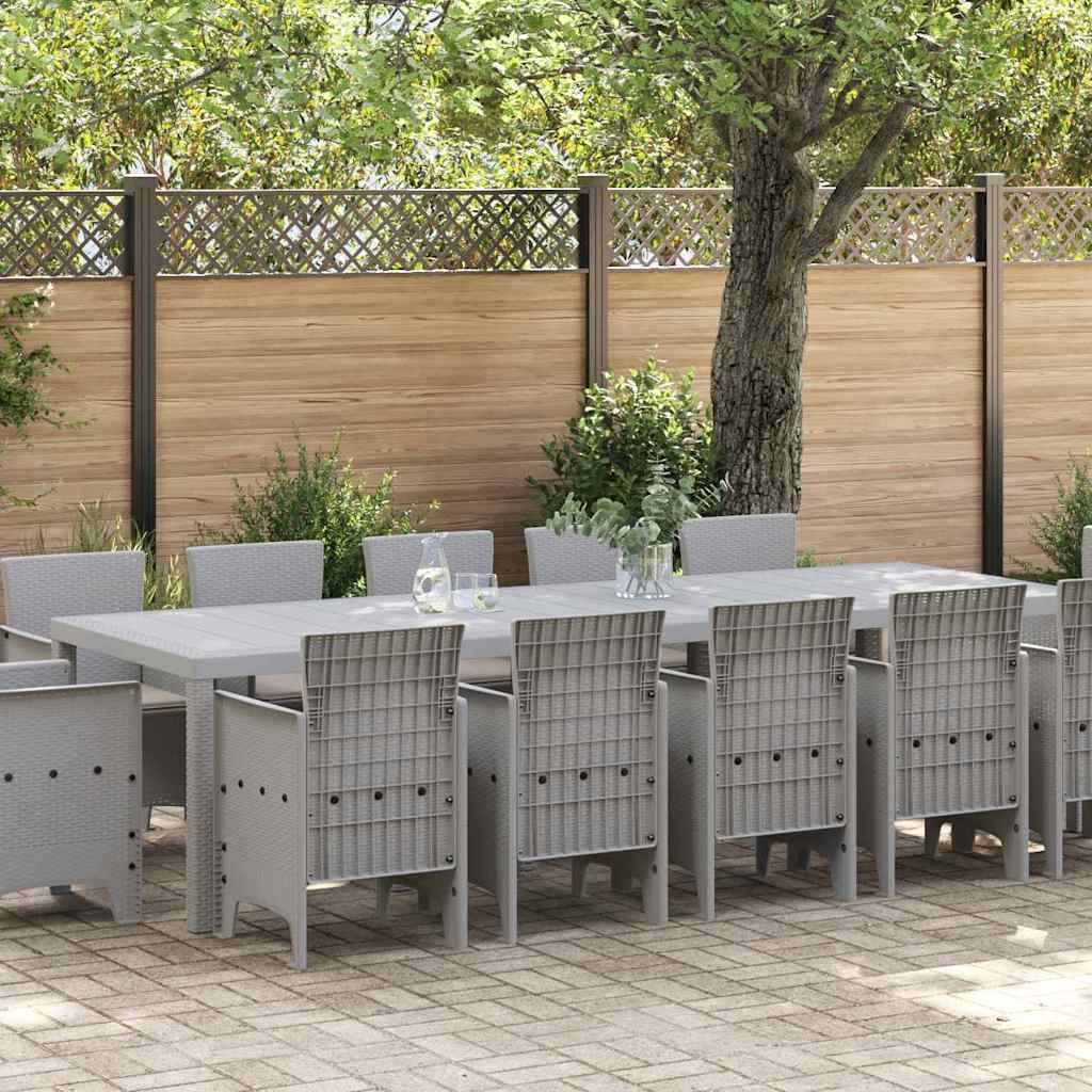 Garden Dining Set 13 pcs Light grey Poly rattan
