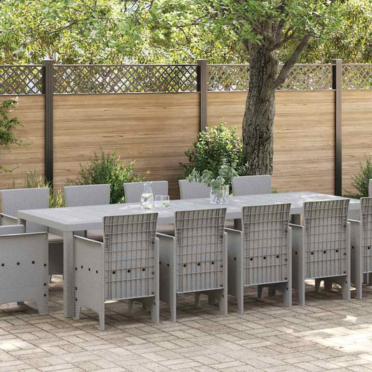 Garden Dining Set 13 pcs Light grey Poly rattan