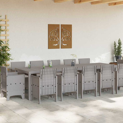 Garden Dining Set 13 pcs Light grey Poly rattan