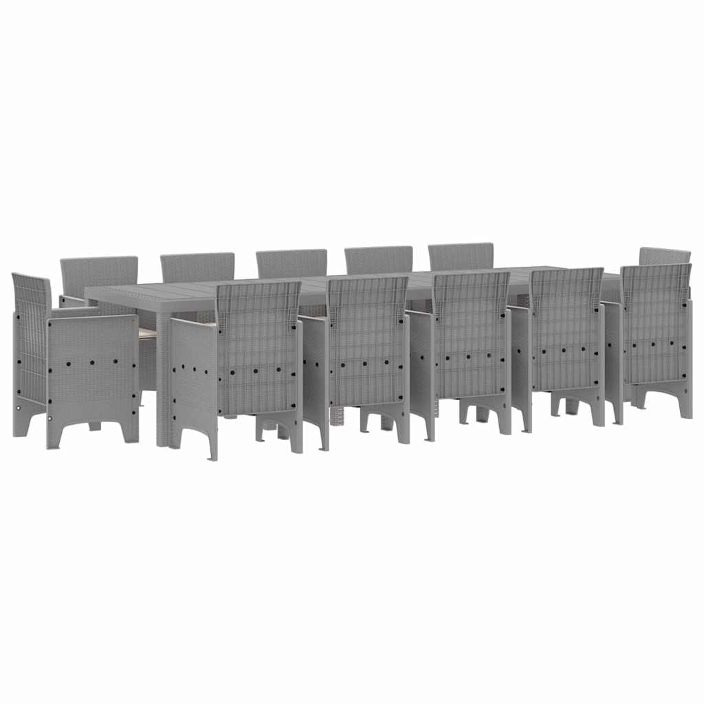 Garden Dining Set 13 pcs Light grey Poly rattan