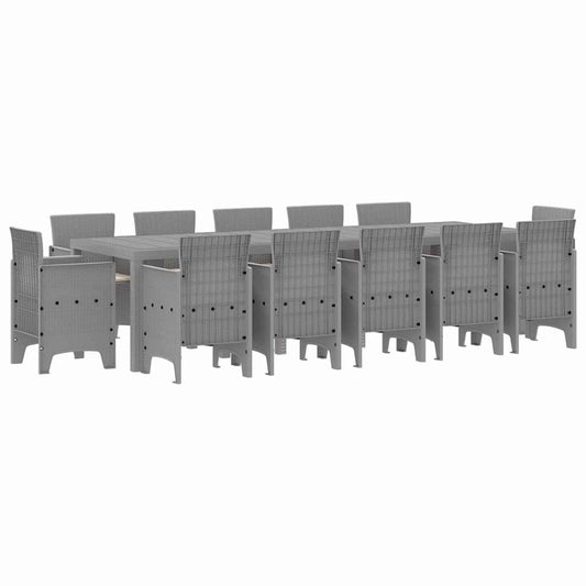 Garden Dining Set 13 pcs Light grey Poly rattan