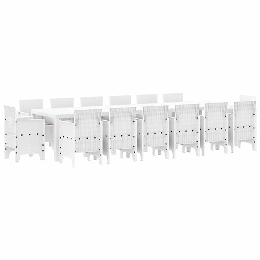 Garden Dining Set 15 pcs White Polt rattan