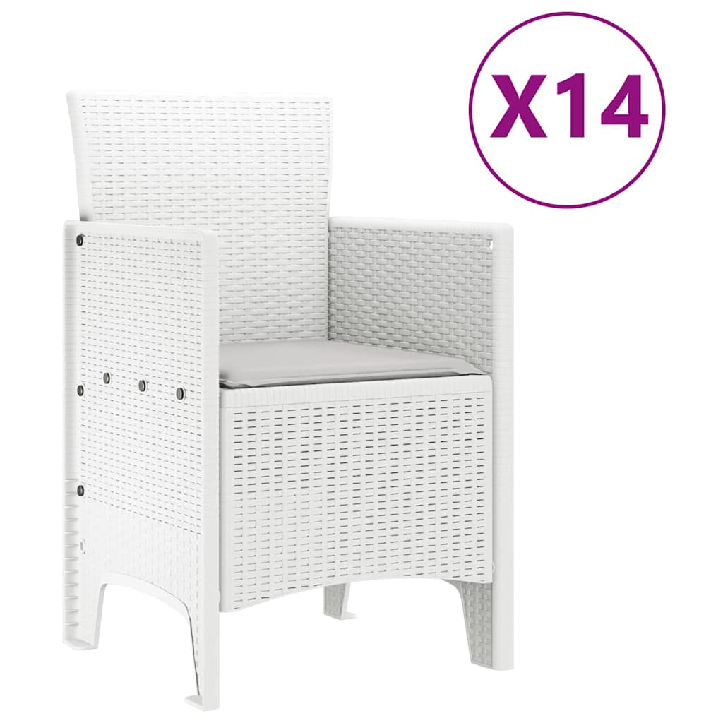 Garden Dining Set 15 pcs White Polt rattan