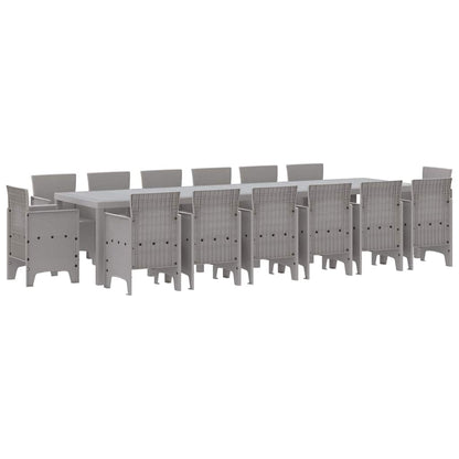 Garden Dining Set 15 pcs Light Grey Polt rattan