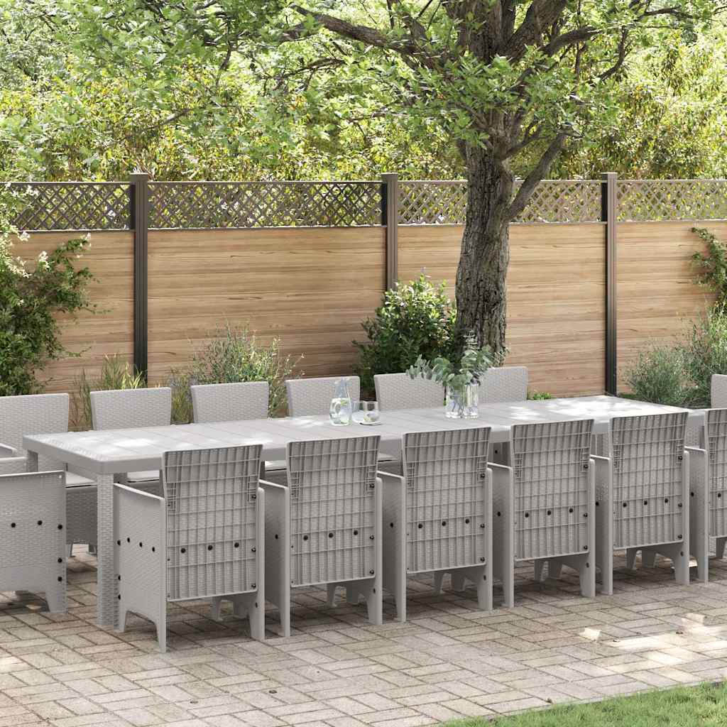 Garden Dining Set 15 pcs Light Grey Polt rattan