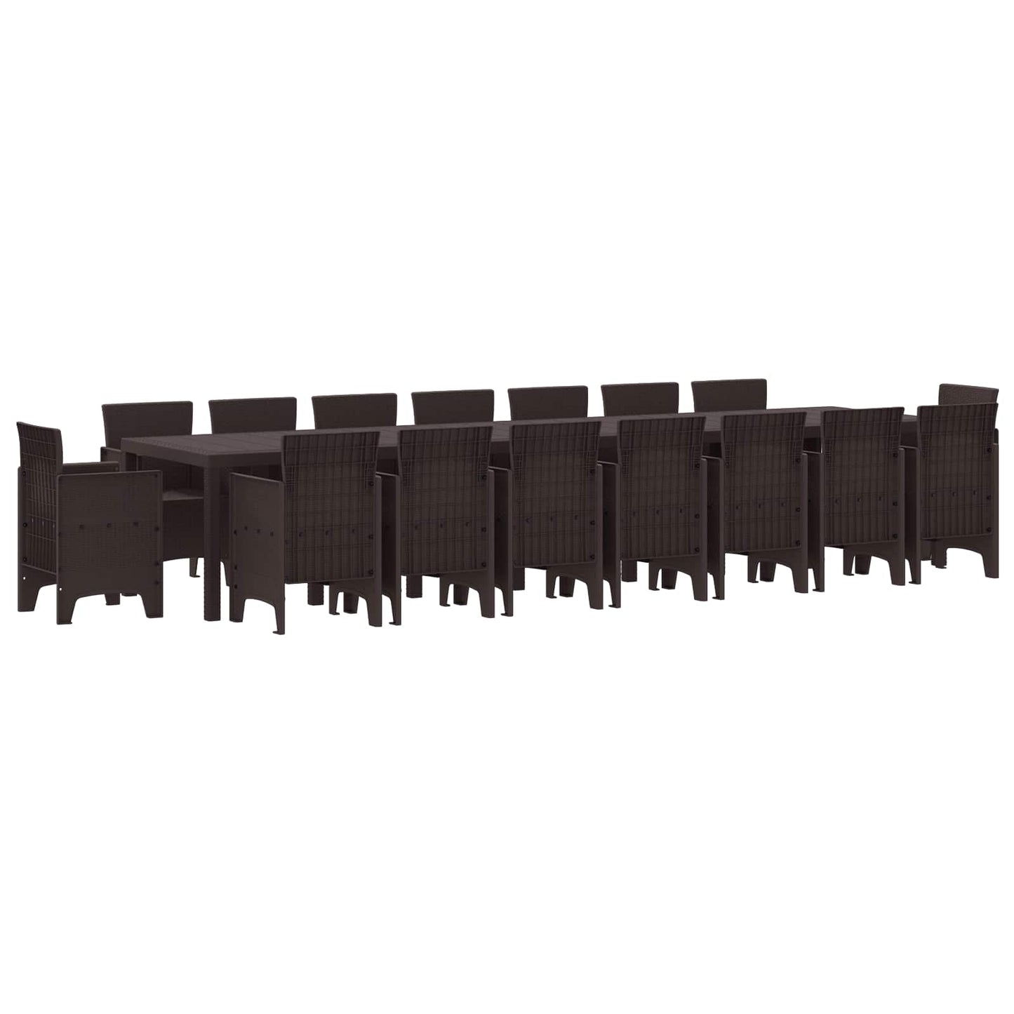 Garden Dining Set with Cushions with Cushion 17 pcs Brown PP