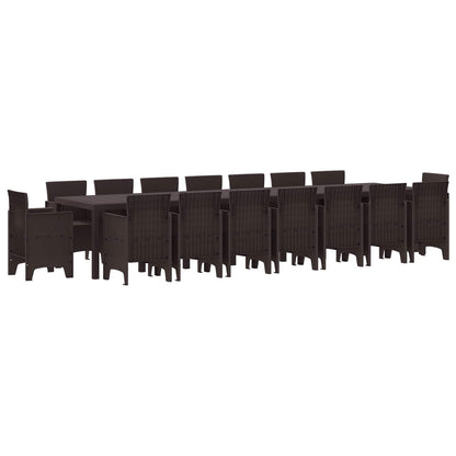 Garden Dining Set with Cushions with Cushion 17 pcs Brown PP