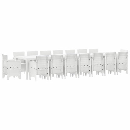 Garden Dining Set with Cushions 17 pcs White PP