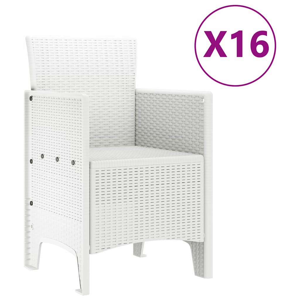 Garden Dining Set with Cushions 17 pcs White PP