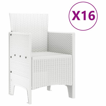 Garden Dining Set with Cushions 17 pcs White PP