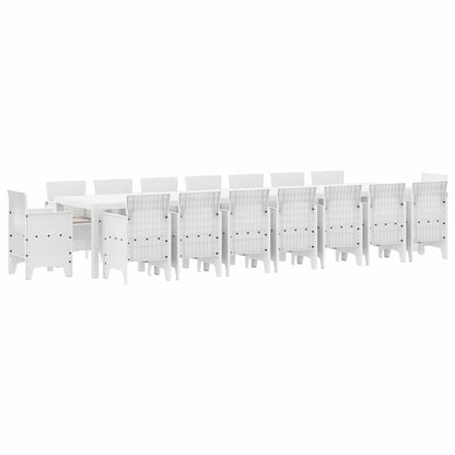 Garden Dining Set with Cushions 17 pcs White PP