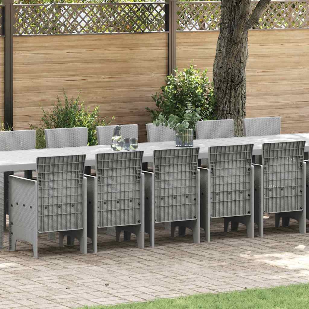 Garden Dining Set with Cushions 17 pcs Light Grey PP