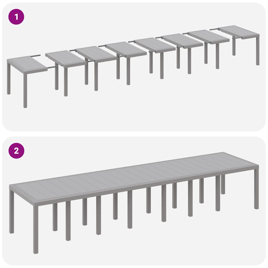 Garden Dining Set with Cushions 17 pcs Light Grey PP