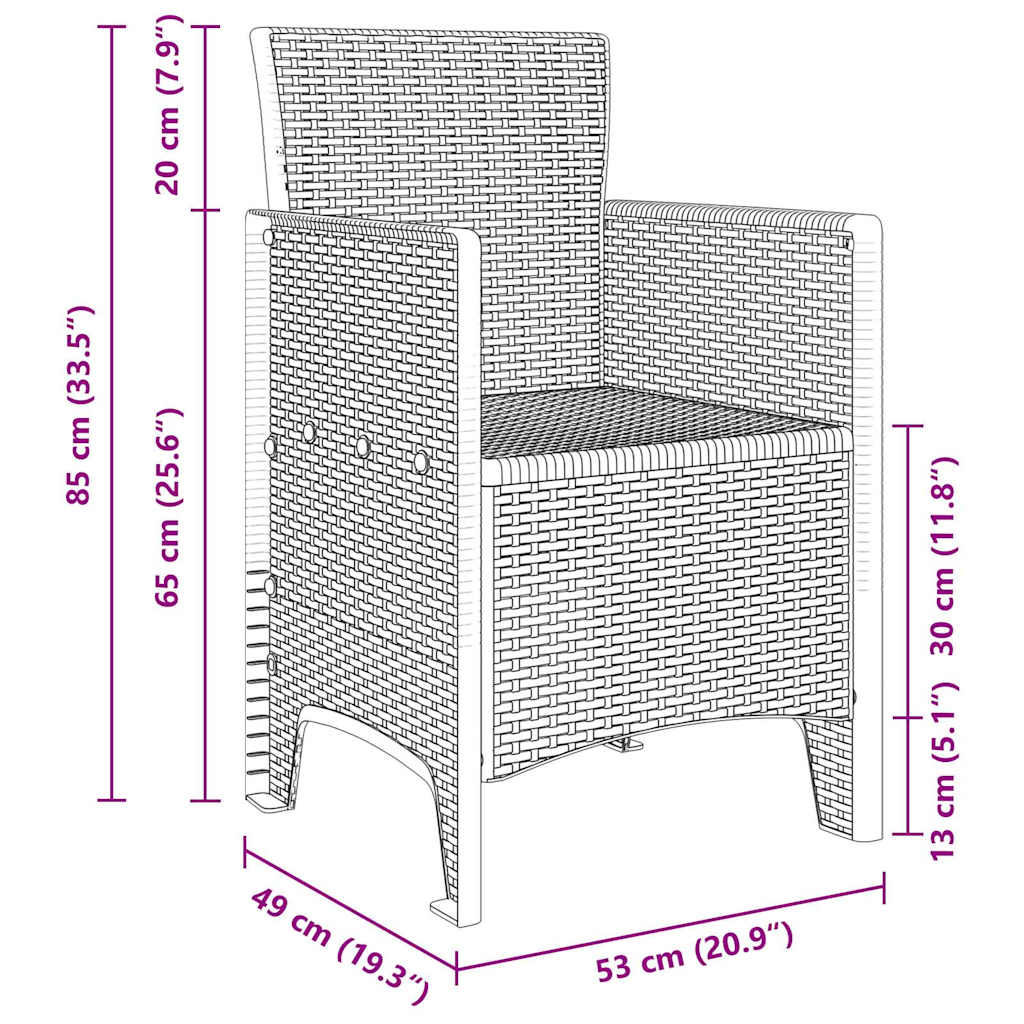 Garden Dining Set 3 pcs White Polypropylene