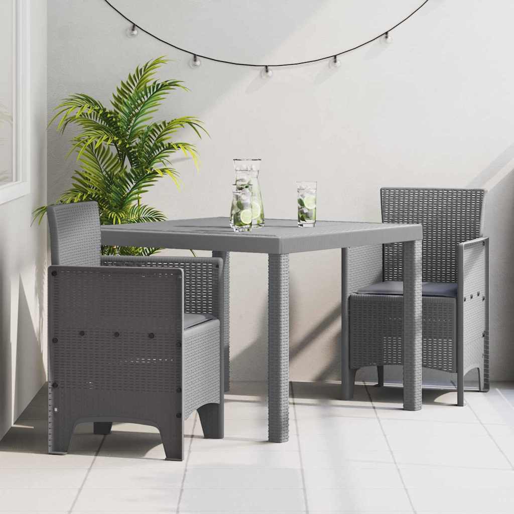 Garden Dining Set 3 pcs Light Grey Polypropylene