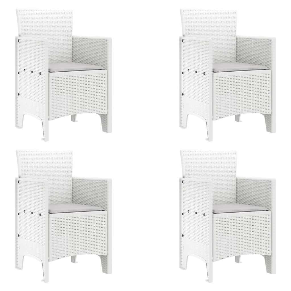 Garden Dining Set 5 pcs White Polt rattan