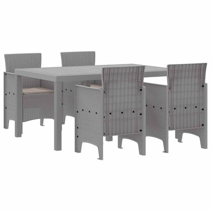 Garden Dining Set 5 pcs Light Grey Polt rattan
