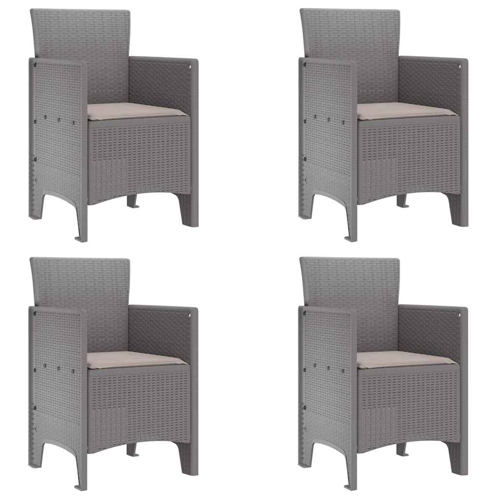 Garden Dining Set 5 pcs Light Grey Polt rattan