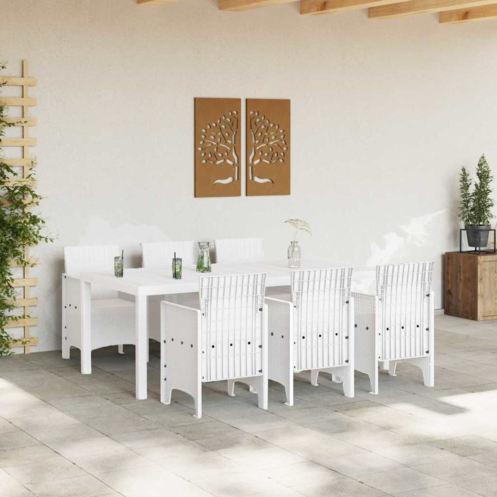 Garden Dining Set 7 pcs White Polypropylene