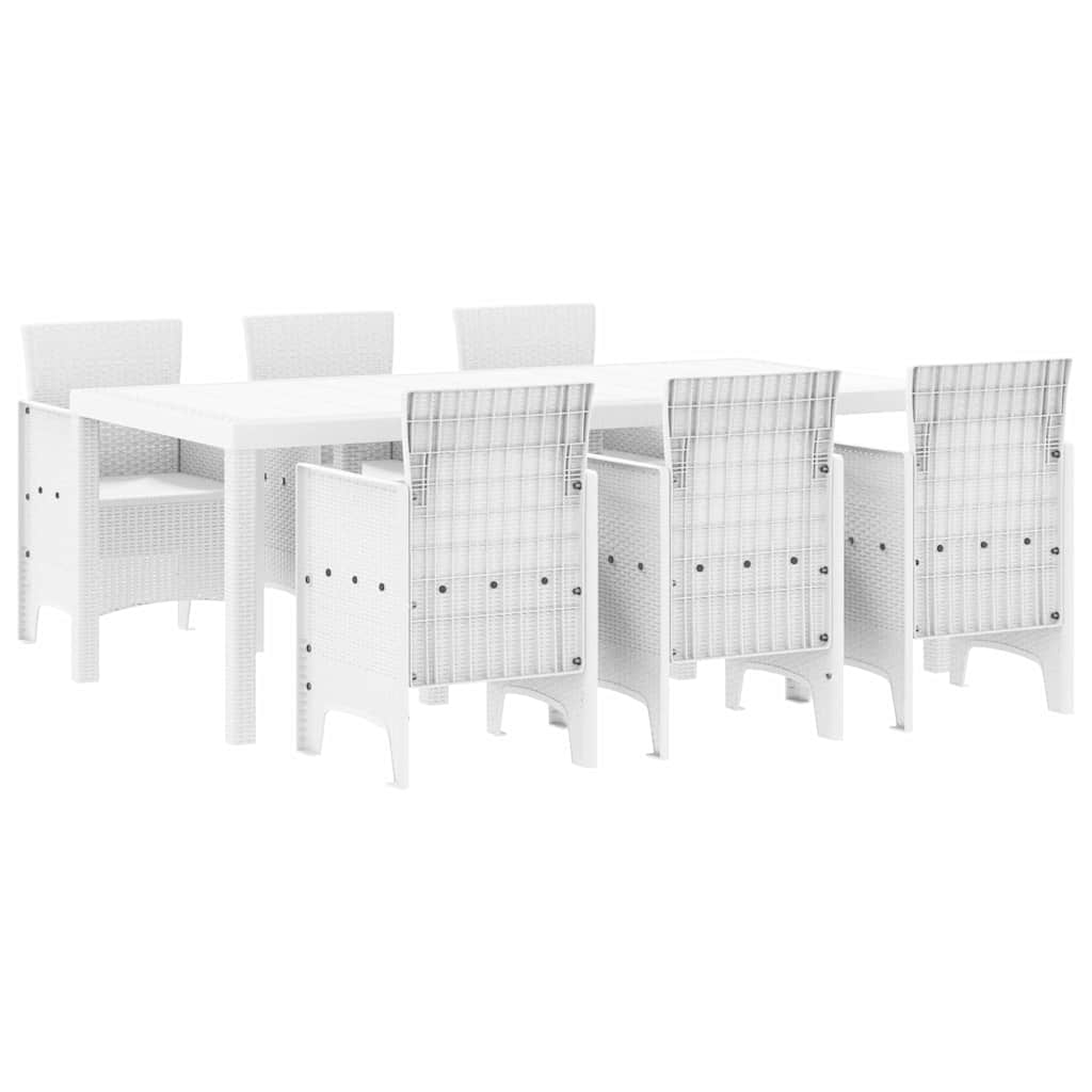 Garden Dining Set 7 pcs White Polypropylene