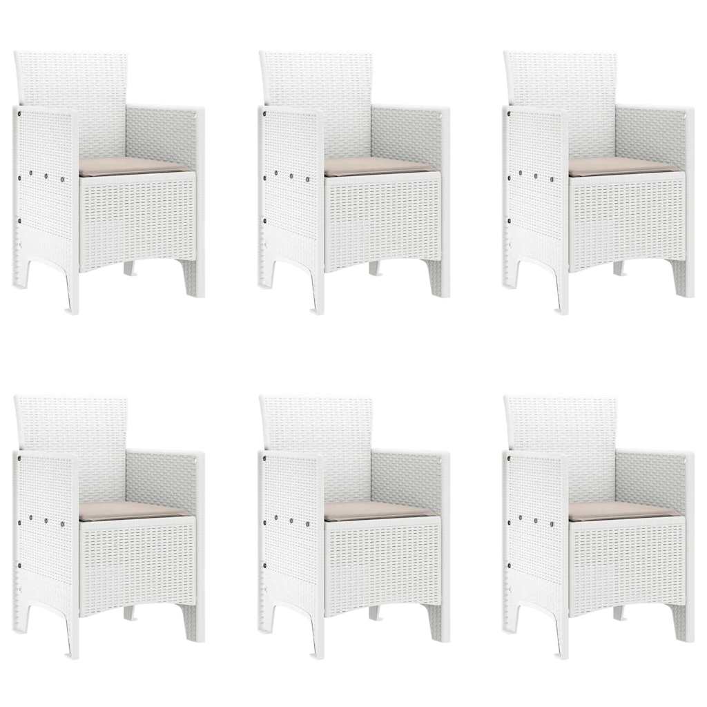 Garden Dining Set 7 pcs White Polypropylene