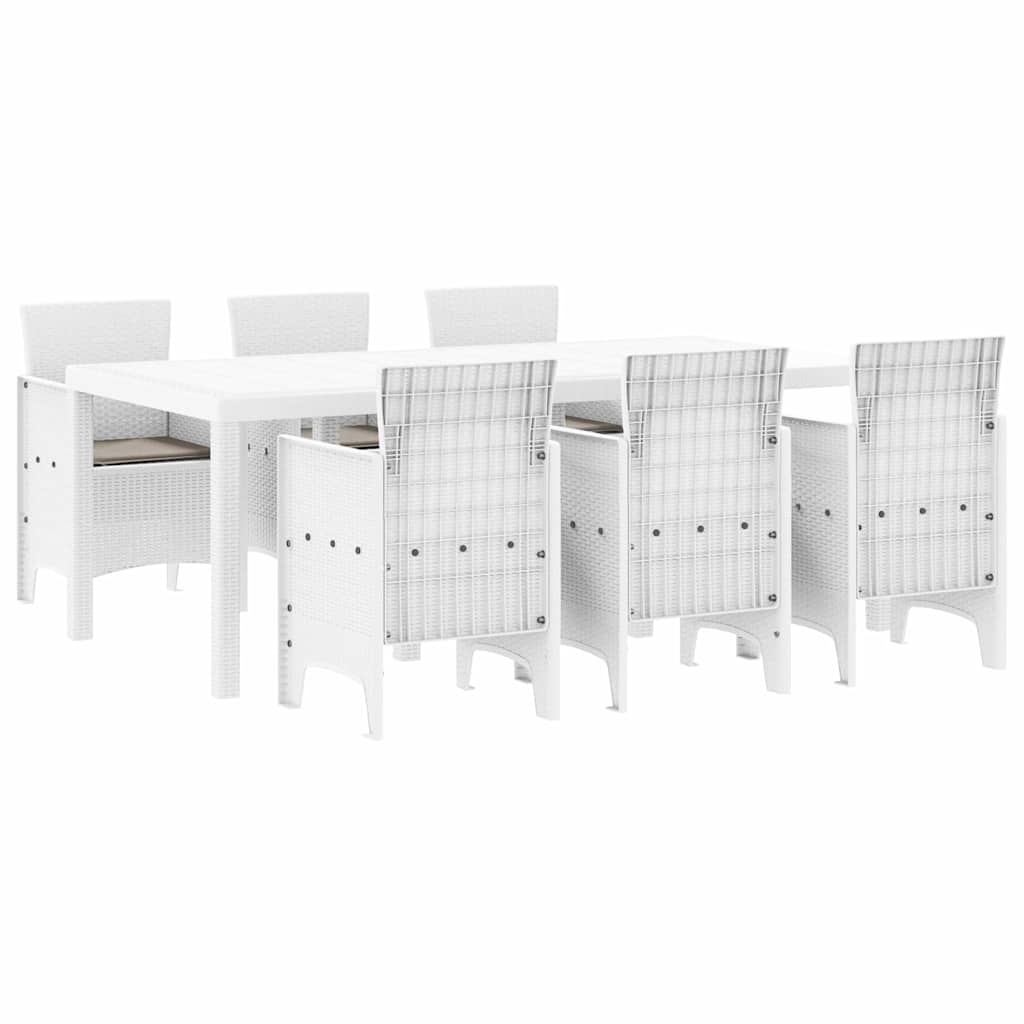 Garden Dining Set 7 pcs White Polypropylene