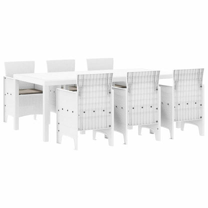 Garden Dining Set 7 pcs White Polypropylene