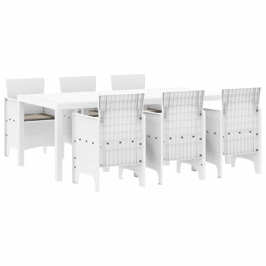 Garden Dining Set 7 pcs White Polypropylene