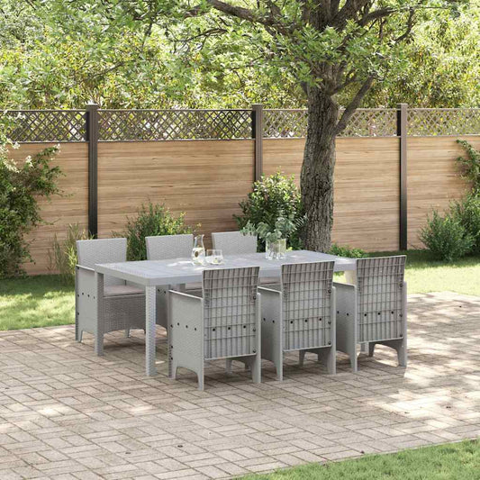 Garden Dining Set 7 pcs Light Grey Polypropylene