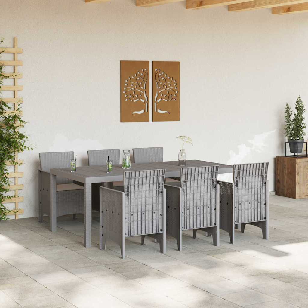 Garden Dining Set 7 pcs Light Grey Polypropylene