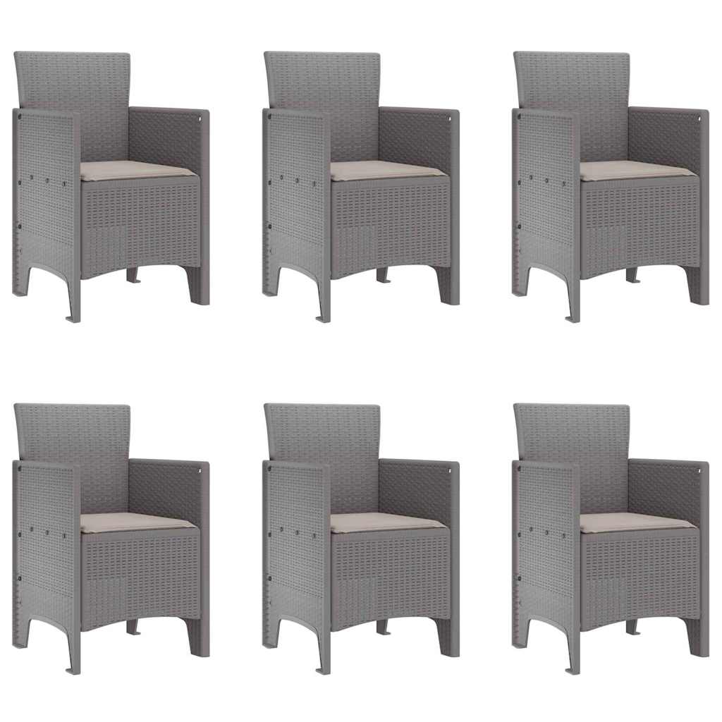 Garden Dining Set 7 pcs Light Grey Polypropylene