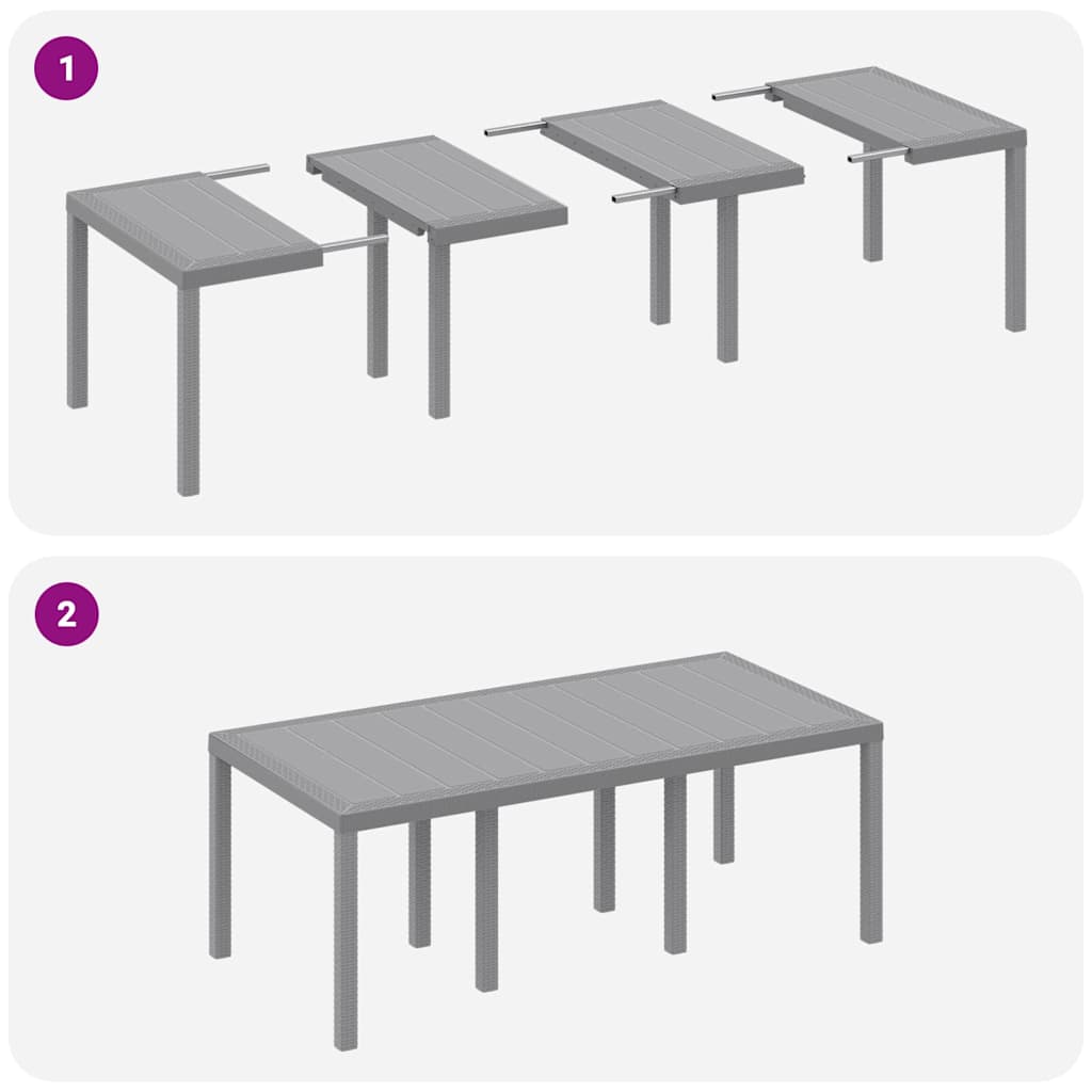 Garden Dining Set 7 pcs Light Grey Polypropylene