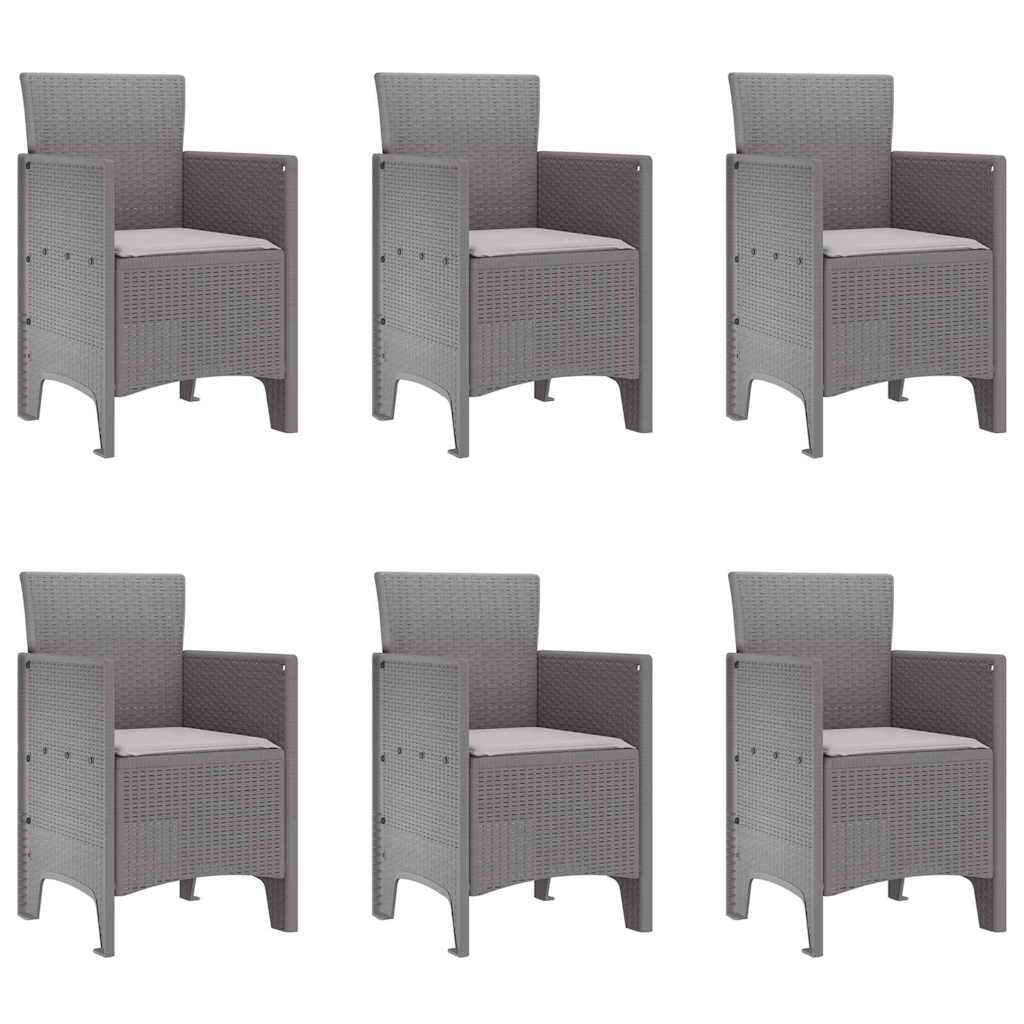Garden Dining Set 7 pcs Light Grey Polypropylene