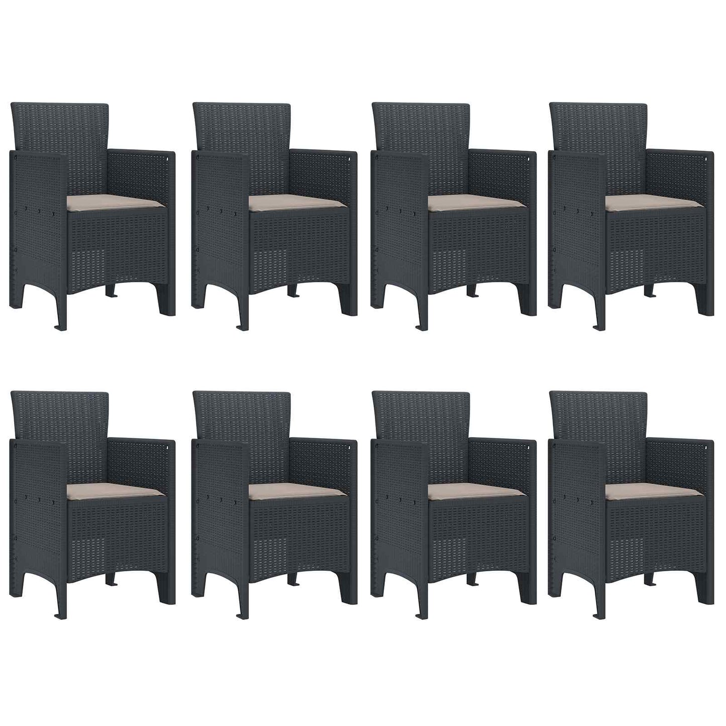 Garden Dining Set 9 pcs Anthracite Polypropylene