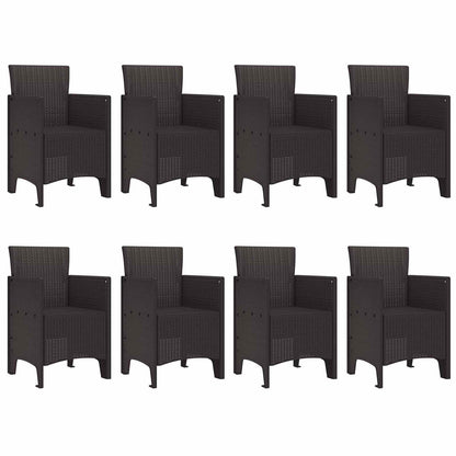 Garden Dining Set 9 pcs Brown Polypropylene