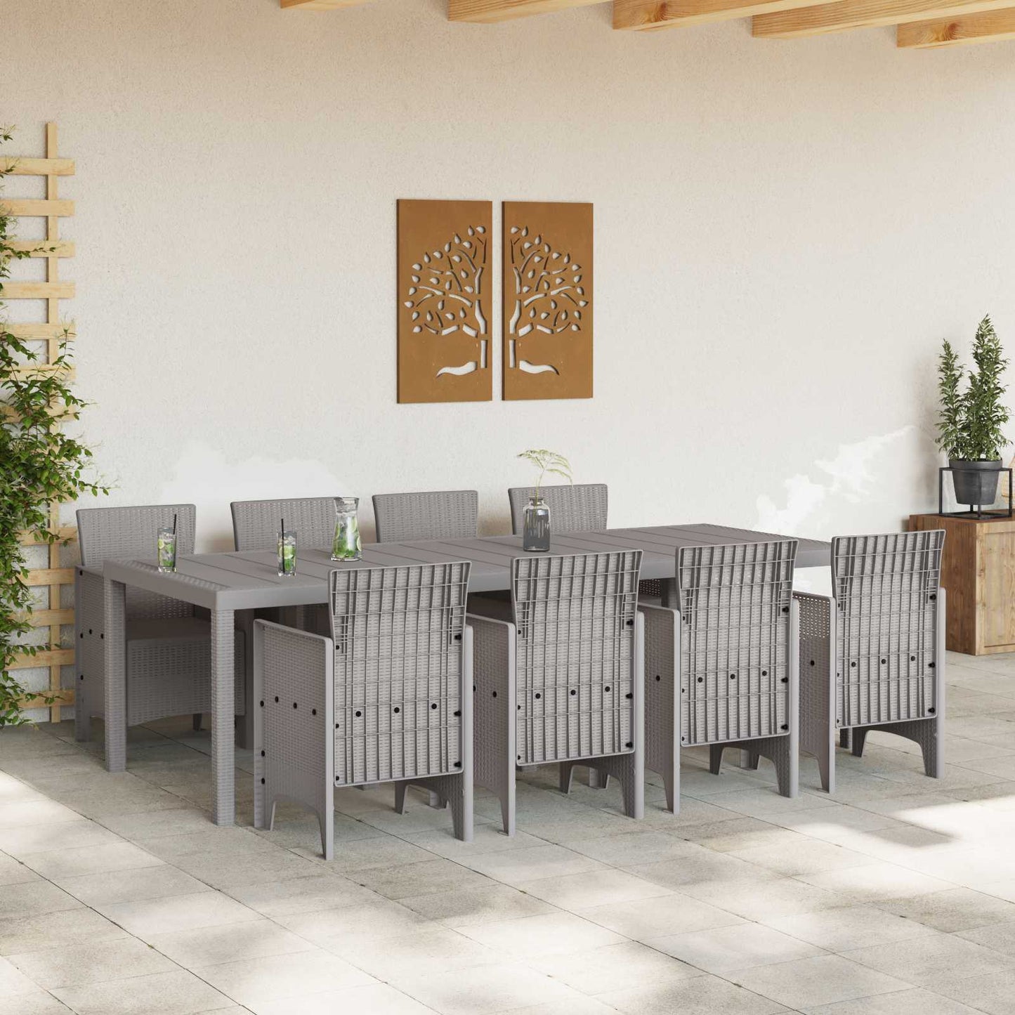 Garden Dining Set 9 pcs White Polypropylene