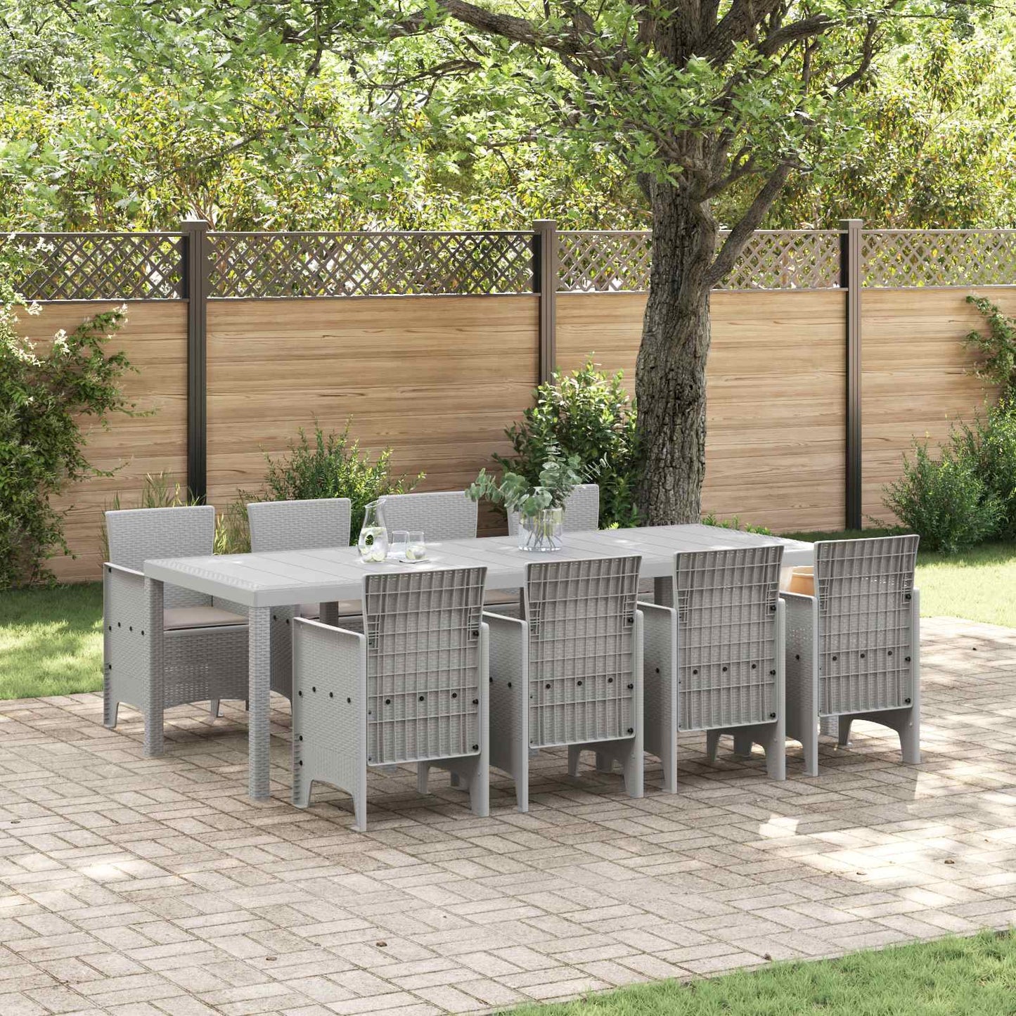 Garden Dining Set 9 pcs White Polypropylene