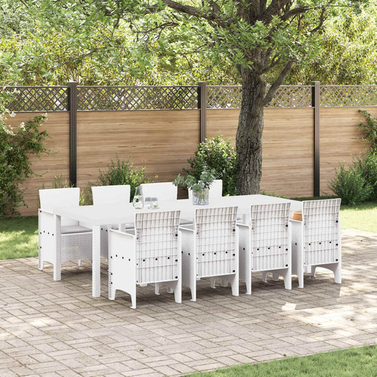Garden Dining Set 9 pcs White Polypropylene