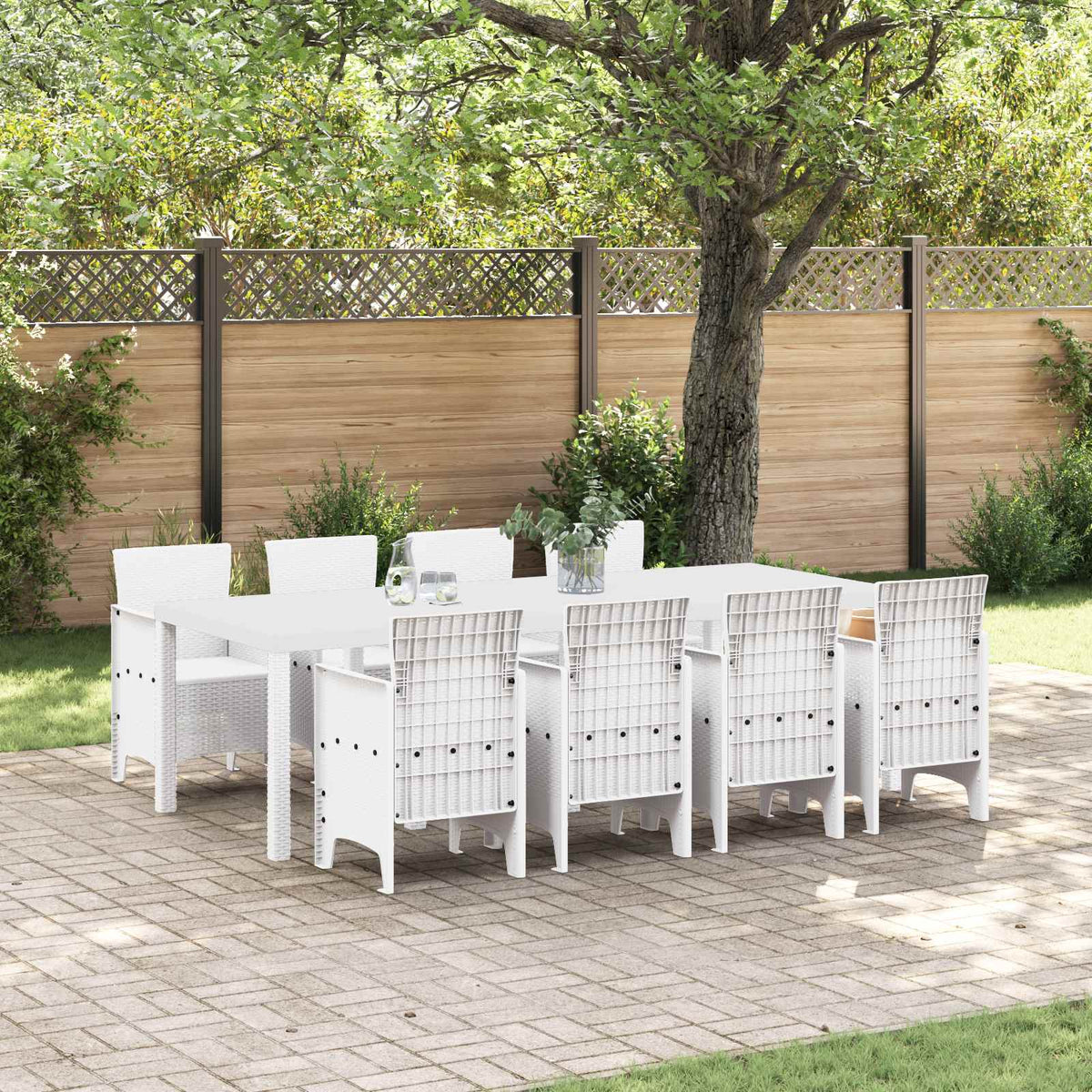 Garden Dining Set 9 pcs Light Grey Polypropylene