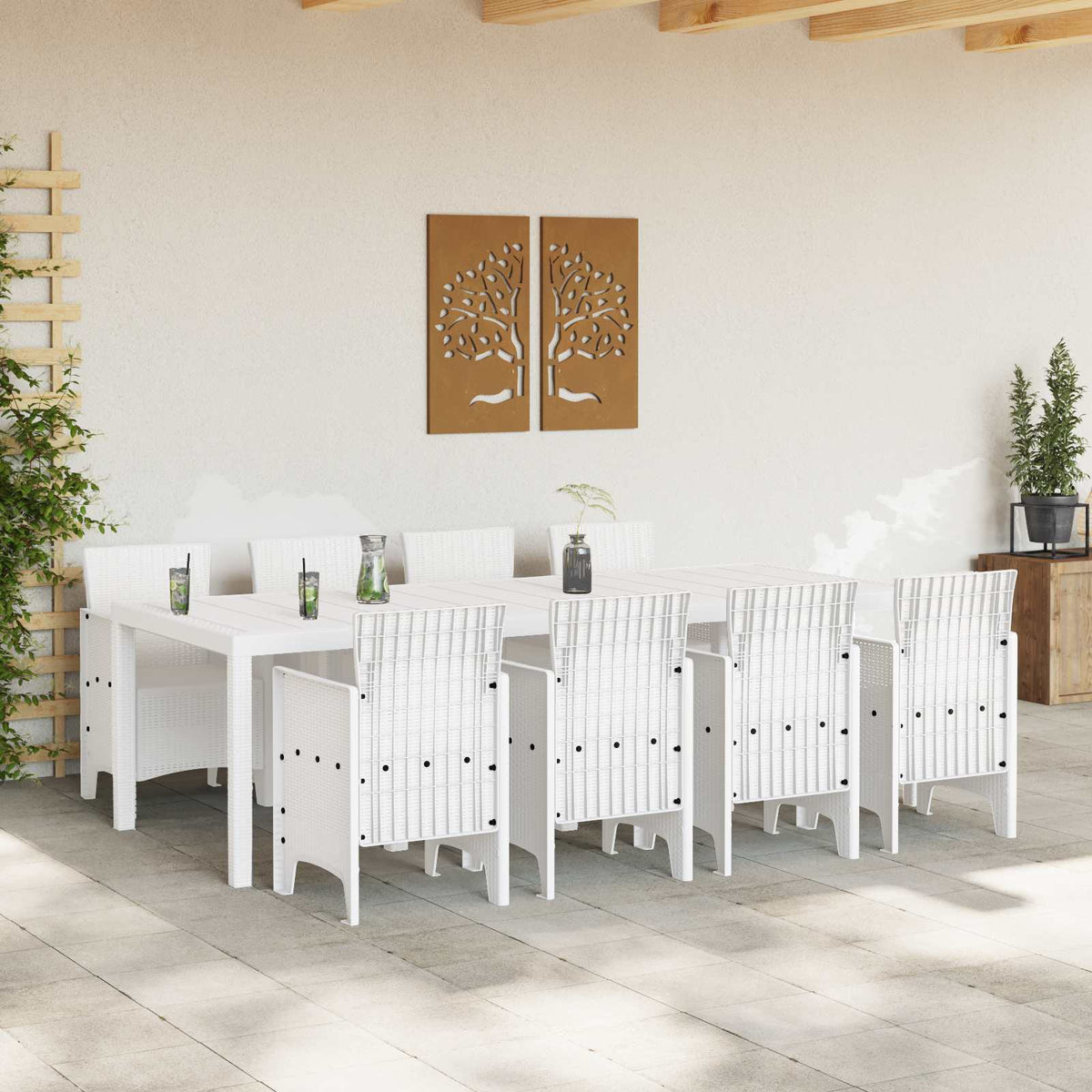 Garden Dining Set 9 pcs Light Grey Polypropylene