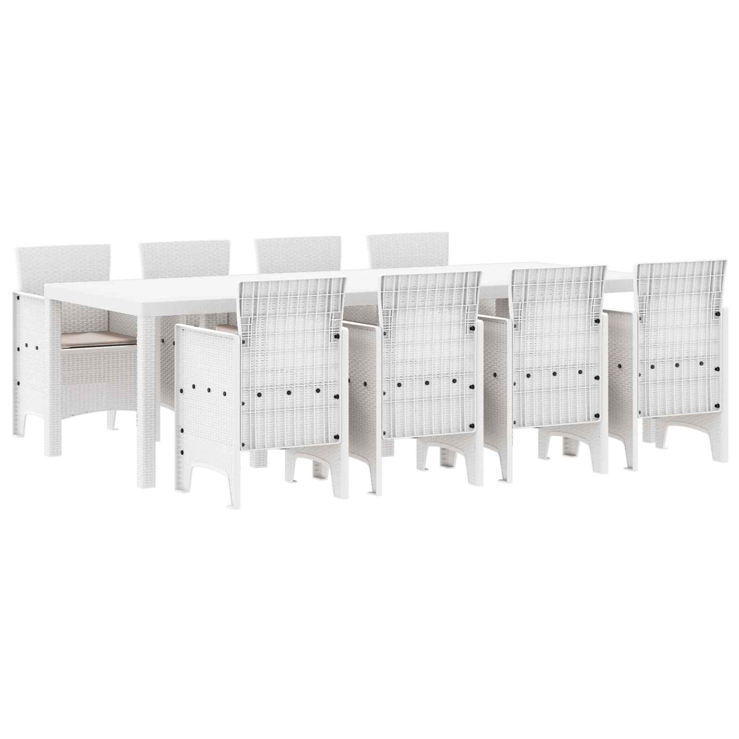 Garden Dining Set 9 pcs Light Grey Polypropylene
