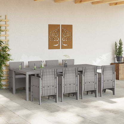Garden Dining Set 9 pcs Light Grey Polypropylene