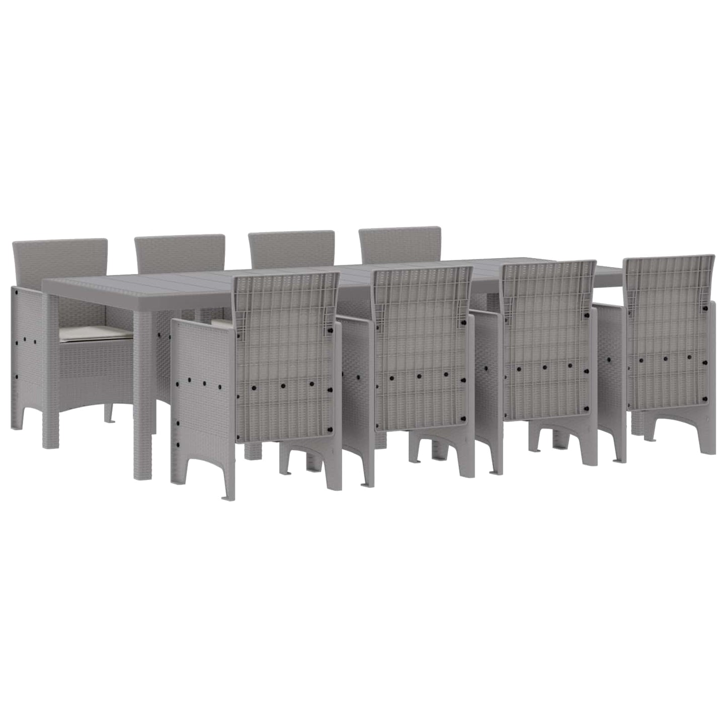 Garden Dining Set 9 pcs Light Grey Polypropylene