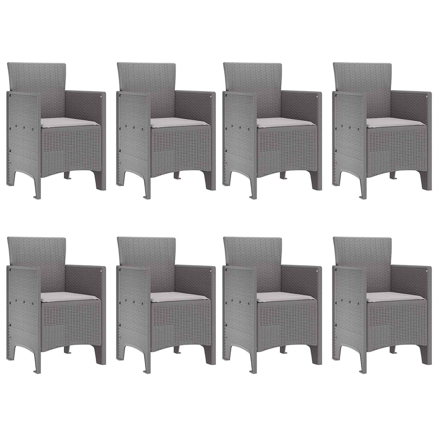 Garden Dining Set 9 pcs Light Grey Polypropylene