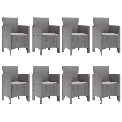 Garden Dining Set 9 pcs Light Grey Polypropylene
