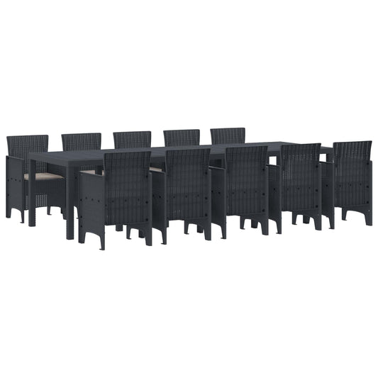 Garden Dining Set 11 pcs Anthracite Poly rattan