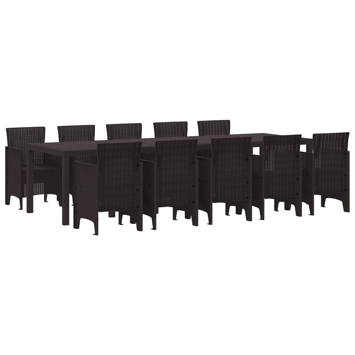 Garden Dining Set 11 pcs Brown Rattan