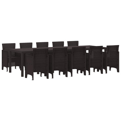 Garden Dining Set 11 pcs Brown Rattan